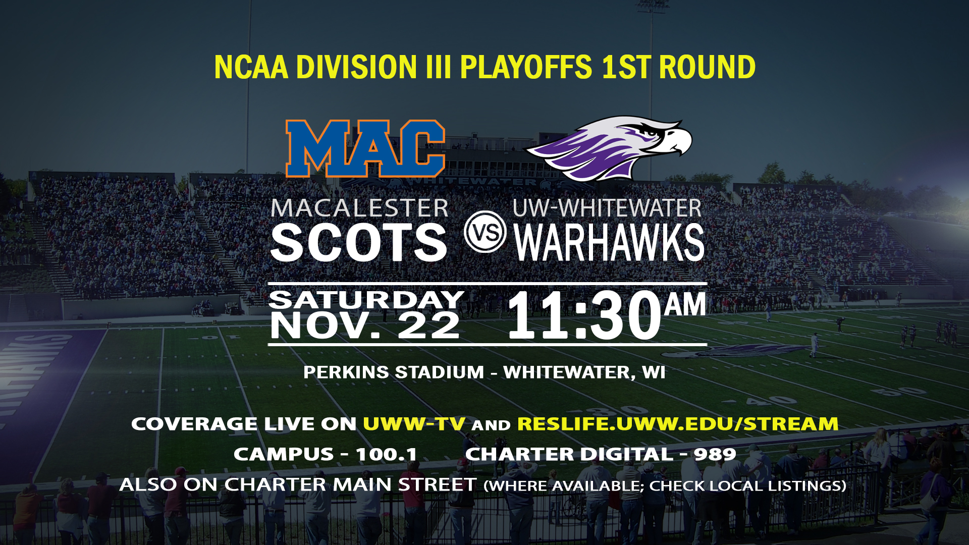 Whitewater To Welcome Macalester In First Round Of D3 Football Playoffs