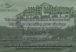 City of Whitewater PSA on Street Obstructions