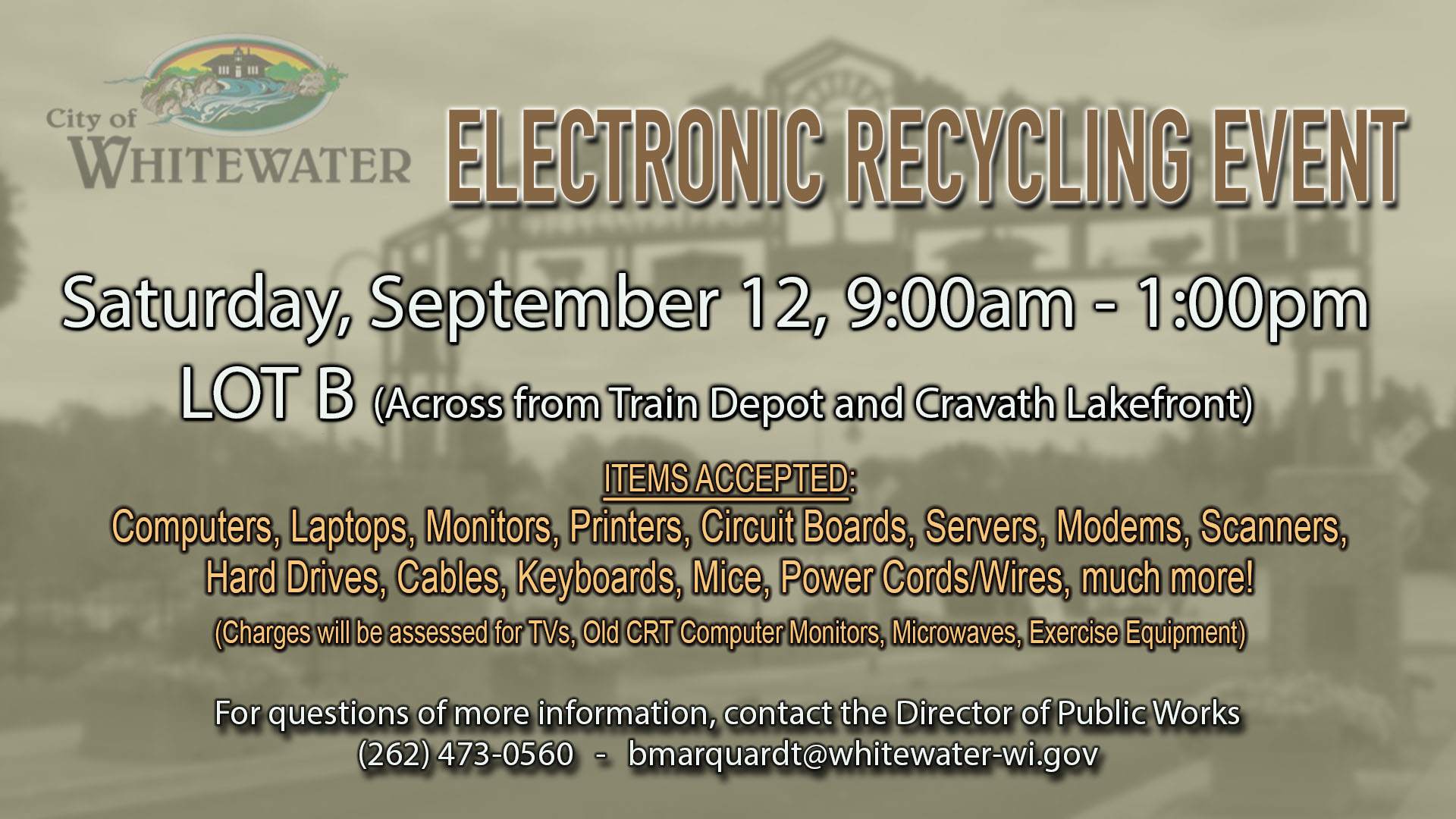 City of Whitewater Electronic Recycling Event Scheduled for September 12